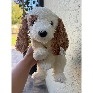 Ty Classic Beasley Dog Plush Cream Brown Curly Fur Stuffed Animal 2002 NWT